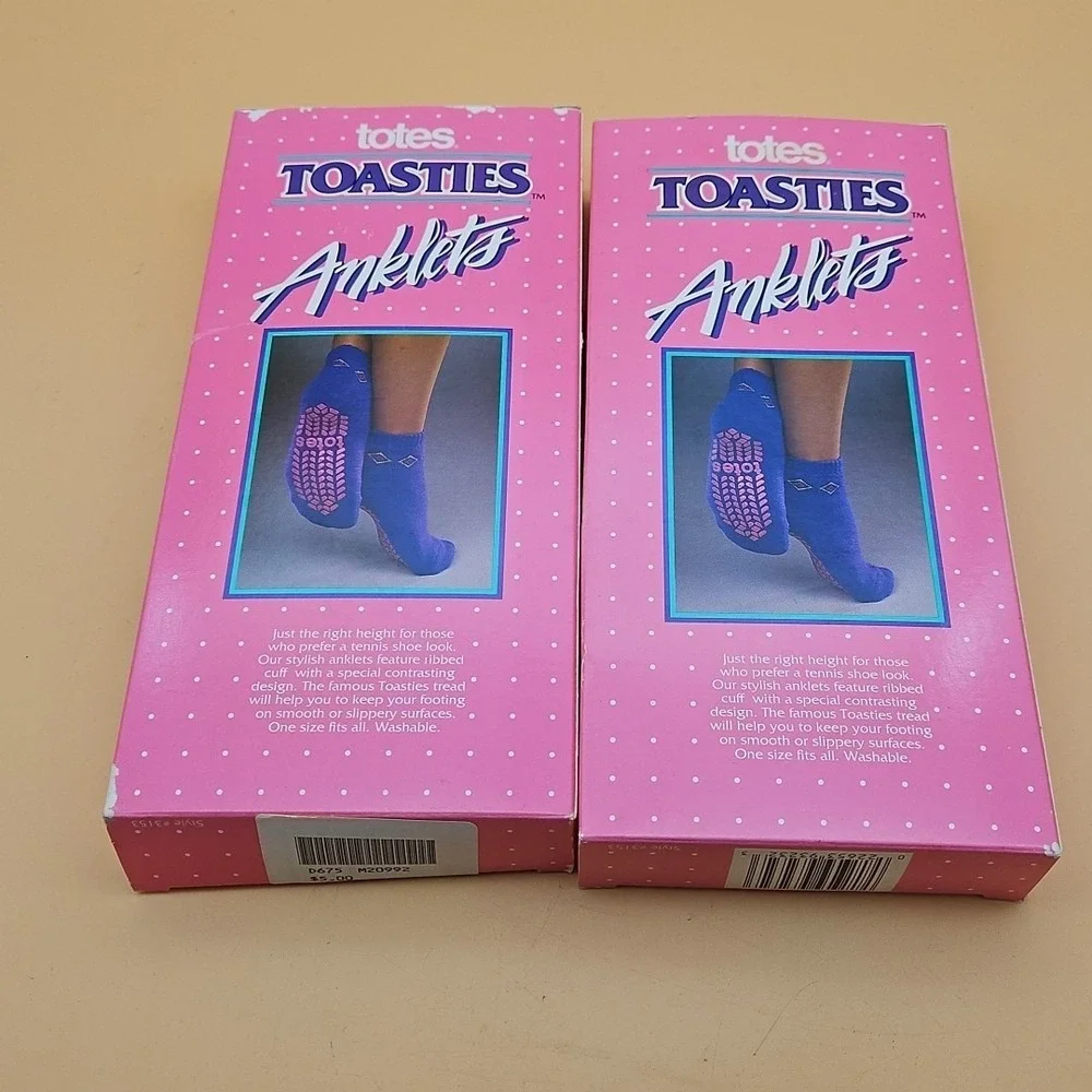 Lot Of 2 Vintage Totes Toasties Anklets Socks 2 Pairs Blue Orange NOS New